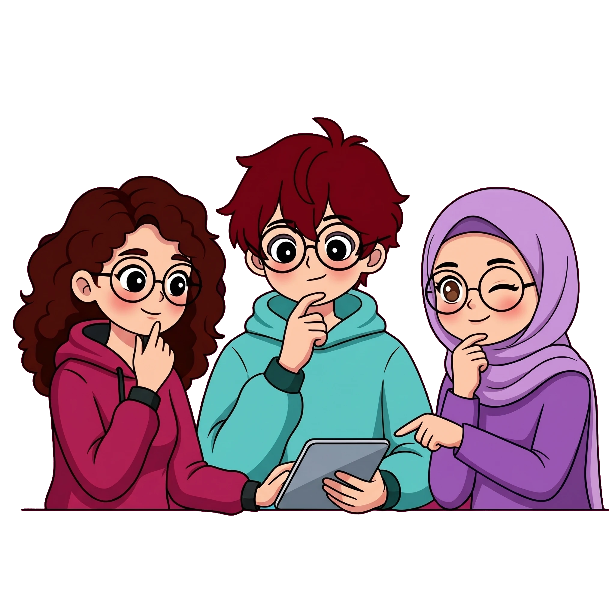 Ken, Hana and Hira having a chat